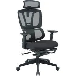 Bürostuhl PLACES OF STYLE "ZELLINA", schwarz, B:73cm T:73cm, Stühle, mit Lordosenstütze, atmungsaktiver Sitz, ausziehbares Fussteil