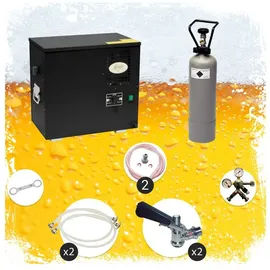 ich-zapfe Komplett Set Zapfanlage, Bierzapfanlage AS-40, 2-leitig, Durchlaufkühler, Nasskühler - Untertheke, Green Line, Zapfkopf 2:Korb,Zapfkopf:NC Adapter