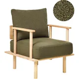 Beliani Sessel ASKER Bouclé 70 x 87 x 74 cm Dunkelgrün mit Kissen