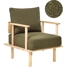 Beliani Sessel ASKER Bouclé 70 x 87 x 74 cm Dunkelgrün mit Kissen