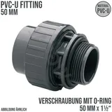 Mega Group 50 mm PVC Klebe Fitting Verschraubung Außengewinde AG O-Ring 50 mm x 1 1/2 Muff..."