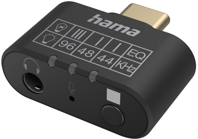 Hama USB C Klinke Adapter USB C Stecker – 3,5 mm Klinke-Buchse (AUX Adapter mit Mikro, Equalizer u. DAC Konverter für HiFi Stereo Sound, Anschluss von Kopfhörer, Lautsprecher an Laptop, Tablet, Handy)