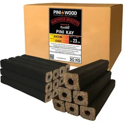 PINI Kay Eichenholzbriketts 23 cm lang viereckig mit Zugloch 30 kg Hartholzbriketts Brennholz Holzbriketts Eiche Kamin Ofen Feuerschale Grill