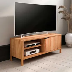 TV Board Fernsehtisch mit einer Tür und Massivholz Oberfläche