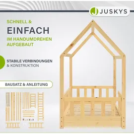 Juskys Kinderbett Marli 80 x 160 cm Kiefer massiv natur beige