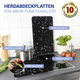 Wenko Herdabdeckplatte Universal 2er Set Terrazzo schwarz