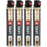 Level + Gaskartusche 4 Stk. Ganzjahresgas 165mm, 80ml, Ø32, rot Ring, Ersatzgas für Nagler, Fuel Cell RM165