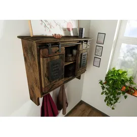 Massivmoebel24 Wandgarderobe Railway 90 x 30 x 75 cm Braun