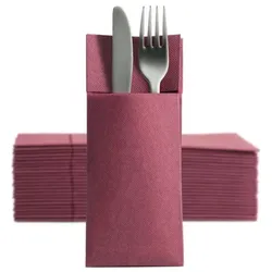 50 Softpoint Besteckservietten Bestecktaschen bordeaux CHIC®
