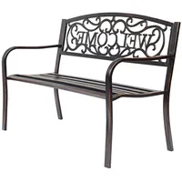Goplus - 3 Sitzer Gartenbank mit geschriebenen Welcome, Parkbank,