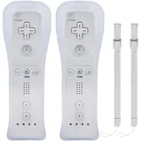 2 WII Controller Fernbedienung Remote Game Linker Controller mit Silikonhülle Armban, ohne Motion Plus