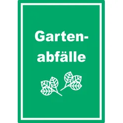 Gartenabfälle Mülltrennung Aufkleber Text Symbol Blätter Garten A0 (841x1189mm)