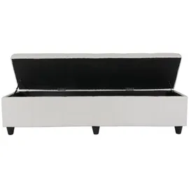 berlinlodge Aufbewahrungs-Truhe Lars XXL HxBxT 45x180x45cm Stoff/Textil Grau Sitzbank Bank