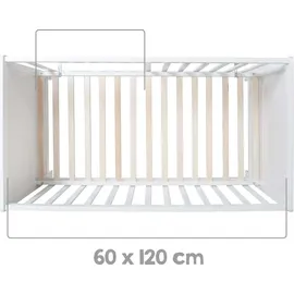 roba Mulitfunktionsbett Sterne grau mit Beistellfunktion, Lattenrost, Matratze, Bettreduzierer, Himmel, Himmelstange, Kinderbett, Anstellbett, Babybet, 0176W-16V191, weiss