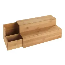 WENKO Bambus Treppe für Kaffee und Tee 53030100 , Farbe: Braun/ Schwarz