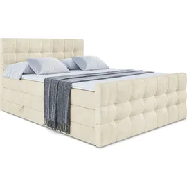 altdecor Boxspringbett mit Matratze Topper, Polsterbett mit Bettkasten BERO-Z KING | Beige Monolith | 140x200