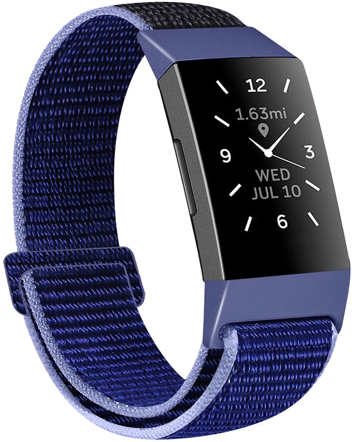 KIBDSNG Kompatibel mit Fitbit Charge 4/Charge 3/Charge 3 SE Riemen, weiches leichtes Nylon-Armband, Sport-bänder für Männer und Frauen (Midnight Blue)
