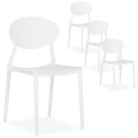 Homestyle4u 2452, Gartenstuhl Kunststoff stapelbar Weiß Hell 4er Set wetterfest Gartenmöbel Stühle modern
