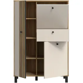 Forte Highboard FORTE "Killarney", beige (mauvella eiche, sand), B:88,1cm H:131,8cm T:42,0cm, Spanplatte, MDF, Metall, Dekorfolie, Sideboards, Highboard, Soft Close, Stauraum