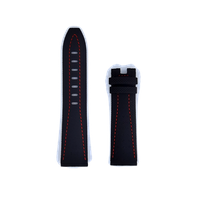 Maurice Lacroix Leder Textil AIKON Lederarmband 25mm ML740-005133 - rote Ziernaht,schwarz
