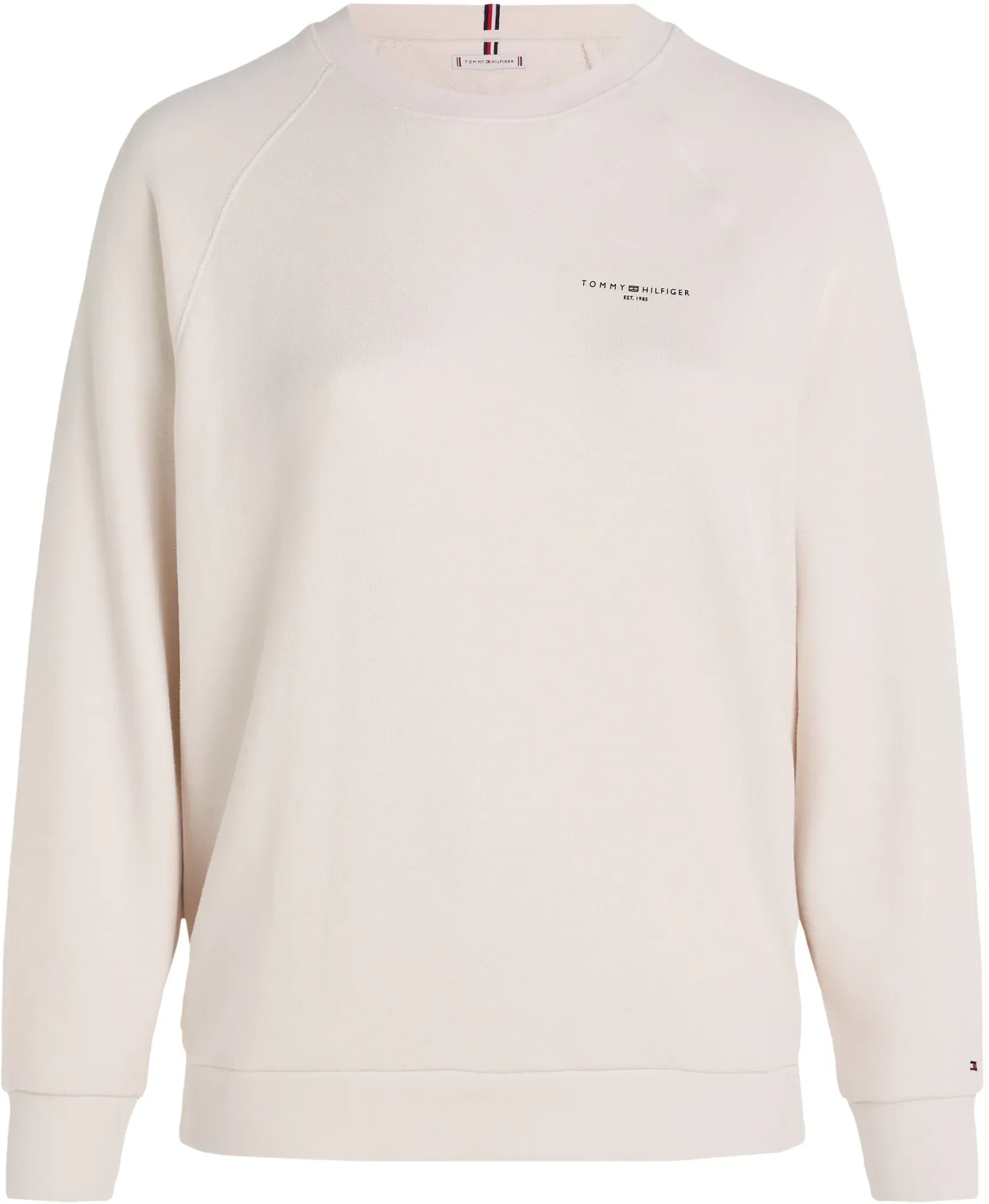 Sweatshirt TOMMY HILFIGER CURVE "CRV 1985 RLX MINI CORP SWTSHRT" Gr. 48, weiß (weathered_white) Damen Sweatshirts
