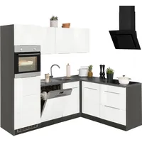 kochstation Winkelküche L-Form KS-Brindisi 230 x 170 cm weiß hochglanz