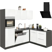 kochstation Winkelküche L-Form KS-Brindisi 230 x 170 cm weiß hochglanz