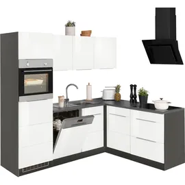 kochstation Winkelküche L-Form KS-Brindisi 230 x 170 cm weiß hochglanz