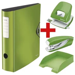 Leitz Starter-Set »LEITZ Solid« (Ordner, Locher, Heftgerät, Briefkorb) grün, 8.2x31.8x29 cm