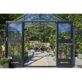 Juliana Orangerie Gewächshaus Alu Anthrazit ESG 3 mm 21,5 m2