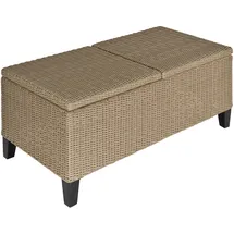 Outsunny Polyrattan Beistelltisch Garten Couchtisch Gartentisch ausziehbar Stahl Khaki