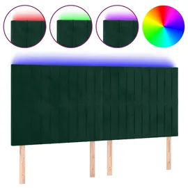 vidaXL LED Kopfteil Dunkelgrün 160x5x118/128 cm Samt
