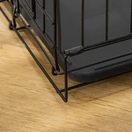 PawHut Transportkäfig Drahtkäfig Hundebox Transportbox Reisebox mit 2 Türen Schwarz 76 x x cm