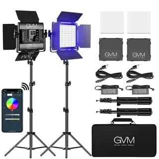 GVM LED Videoleuchte mit stativ, APP Steuerung 800D RGB Videolicht LED, 3200K-5600K RGB videokonferenz licht für Studio YouTube Fotografie led dauerlicht Fotografie, fotolicht, led Video Beleuchtung