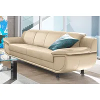 3-Sitzer TRENDMANUFAKTUR "Rondo, Breite 207 cm, breite Armlehnen, Füße schwarz" Sofas Gr. B/H/T: 207cm x 85cm x 94cm, NaturLEDER, Ohne Federkern, beige (creme) Big-Sofa wahlweise mit Federkern, in verschiedenen Bezügen bestellbar