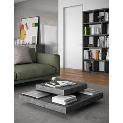Couchtisch TEMAHOME "Slate", schwarz (betonfarbig), B:90cm H:30cm T:90cm, Tische, Eckige Couchtische, im modernem tollen Holzdesign, Breite 90 cm