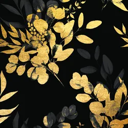 Acrylglasbild LEONIQUE "Eukalyptus", gold (farbe bild(er): gold), B:90cm H:90cm, Bilder, von Hand eingearbeitete Blattgold Applikationen