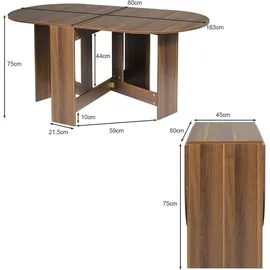 Costway Esstisch Klappbar 163 x 80 x 75 cm Braun