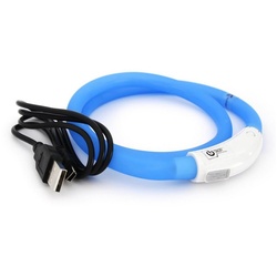 PRECORN Hunde-Halsband LED Silikon Hunde Leuchthalsband aufladbar per USB indiv. kürzbar, Silikon blau