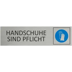 CombiCraft Aluminium Türschild Handschuhe sind Pflicht 165x45mm mit 3M-Tape