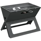 vidaXL Holzkohlegrill Faltbar schwarz