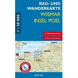 Grünes Herz Rad- und Wanderkarte Wismar, Insel Poel: Mit Timmendorf, Kirchdorf, Zierow, Stove, Gägelow, Wendorf, Boiensdorfer Werder. Maßstab 1:30.000. Wasser- und reißfest.
