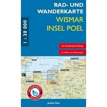 Grünes Herz Rad- und Wanderkarte Wismar, Insel Poel: Mit Timmendorf, Kirchdorf, Zierow, Stove, Gägelow, Wendorf, Boiensdorfer Werder. Maßstab 1:30.000. Wasser- und reißfest.