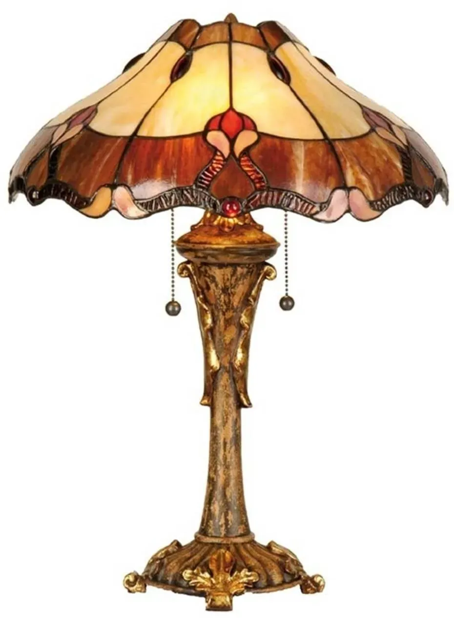 Clayre&Eef Tiffany Tischlampe CAMBRIA, Multicolour, für Wohn- / Esszimmer, Kunststoff, Tiffany, Tischlampe - 40 cm - 40 cm - 46 cm