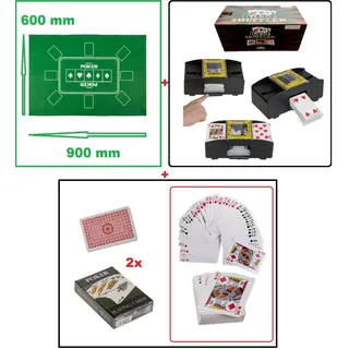 Karten Mischgerät Kartenmischer+ 54 Poker Spielkarten + Tischunterlage 60x90cm