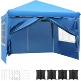 Pavillon 3x3 Wasserdicht Stabil Winterfest, Faltpavillon Faltbar Gartenzelt,Pop Up Partyzelt,Falt Pavillon Zelt mit 4 Seitenwänden,UV Schutz 50+ Metall-Verstrebungen für Camping (Blau)