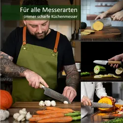 Wakoli Schleifstein 1000er und 4000er Körnung (beidseitig) I Messerschärfer - Wetzstein zum Schärfen von Damast- und Stahl Messern I Abziehstein mit
