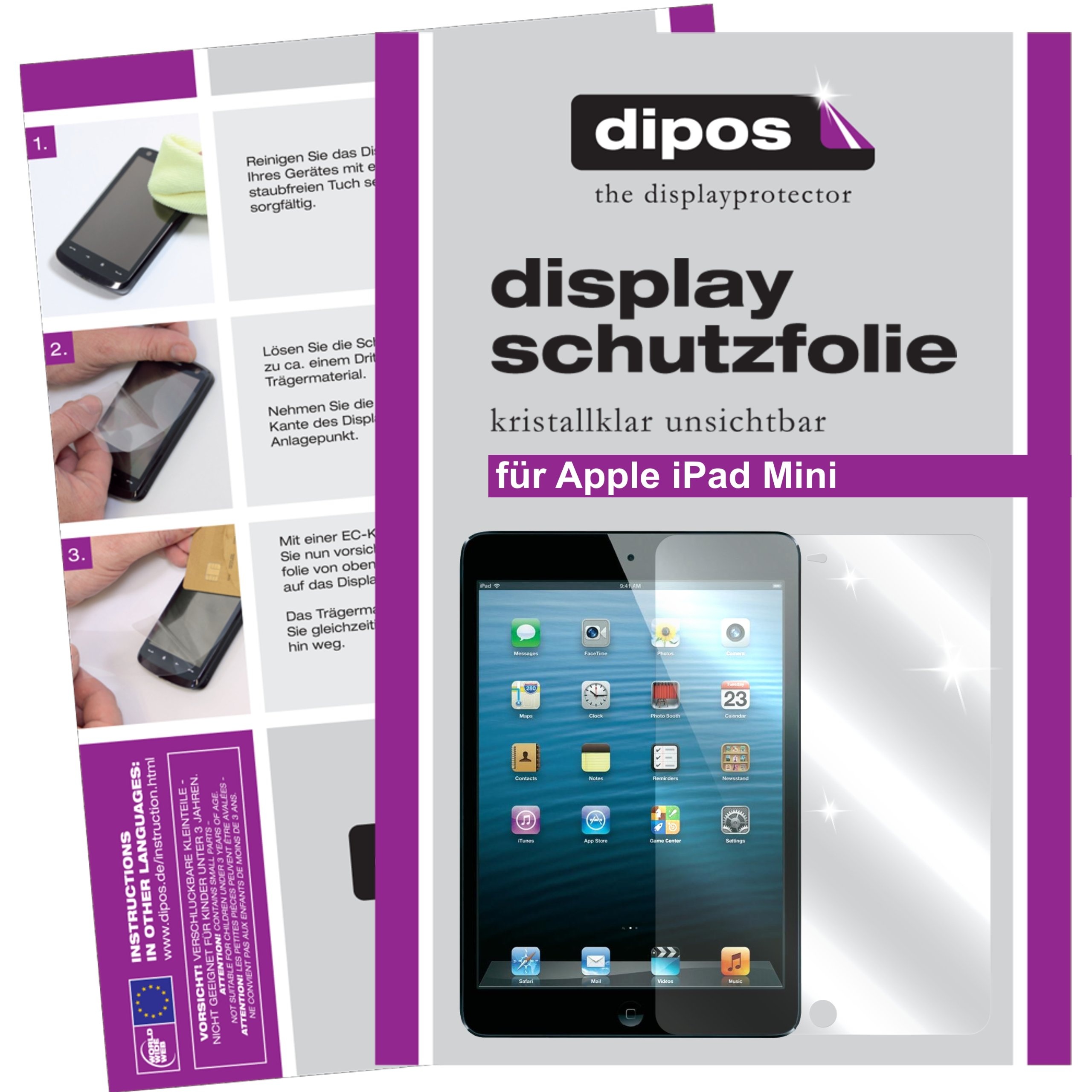 dipos I 6X Schutzfolie klar kompatibel mit Apple iPad Mini/Mini 2 Folie Displayschutzfolie