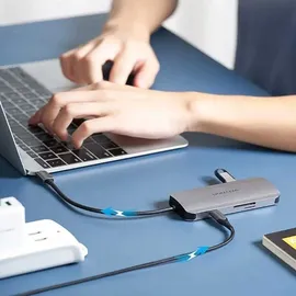 Vention USB-C-Hub, Multiport-Adapter, Dock, 7-in-1 100W - Grau/Silber