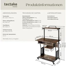 Tectake Schreibtisch Fife Dunkelbraun